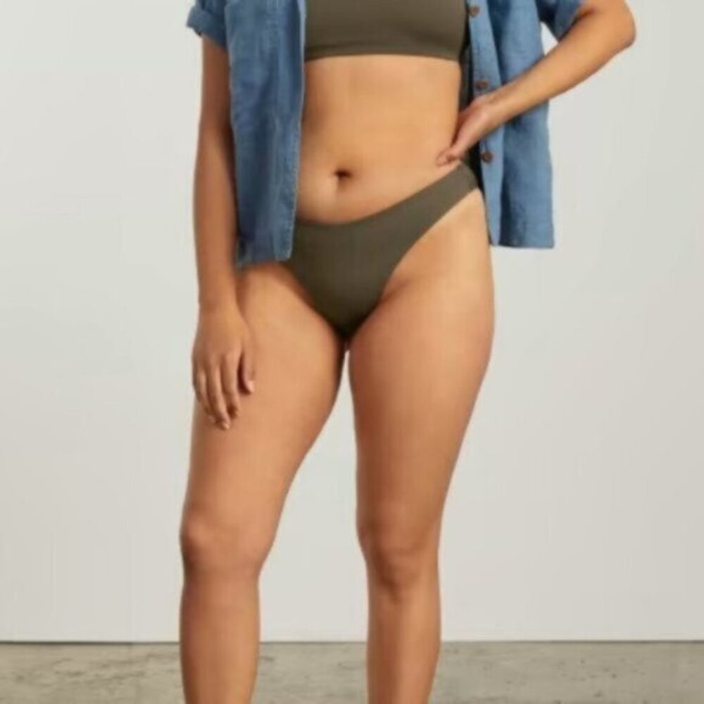 NWT Everlane Women's Green The Swim Thigh High Swimsuit Bikini Bottom Size Small
